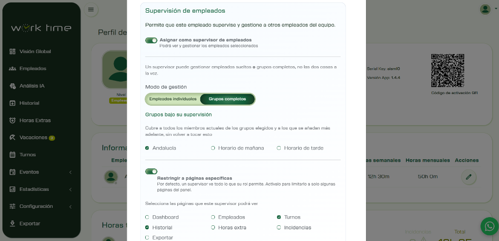 Perfil y Supervisión de Empleados